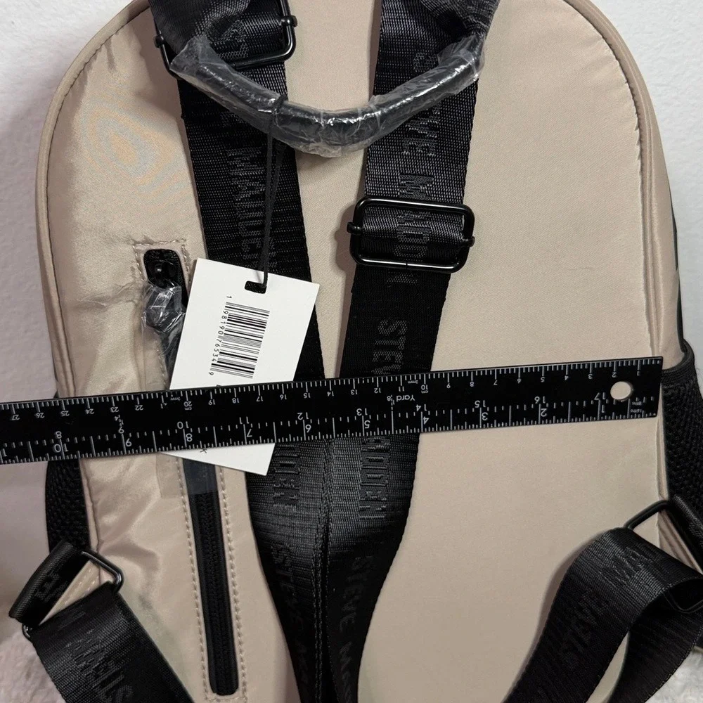 Steve Madden Taupe Nylon Logo Backpack with Detachable‎ Pouch NWT